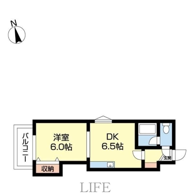 フラットK平岸(1DK/3階)の間取り写真