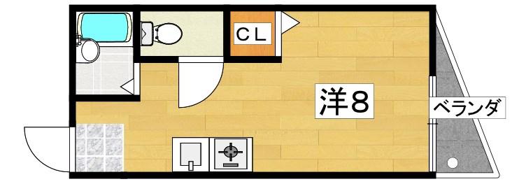 シャンテー甲斐田(ワンルーム/1階)の間取り写真