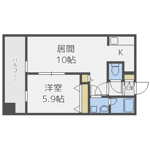 グランカーサ南13条(1LDK/4階)の間取り写真