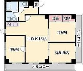 コーポ茶屋(3LDK/3階)の間取り写真