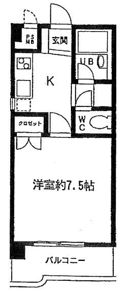 メゾン朋友(1K/1階)の間取り写真