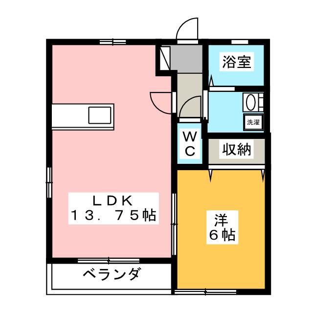 ソレイユII(1LDK/2階)の間取り写真