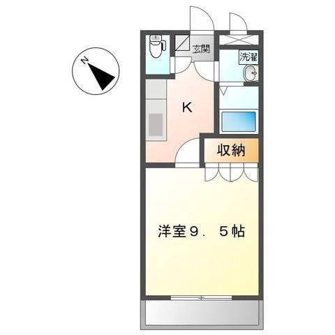 フラワリーヒル(1K/2階)の間取り写真