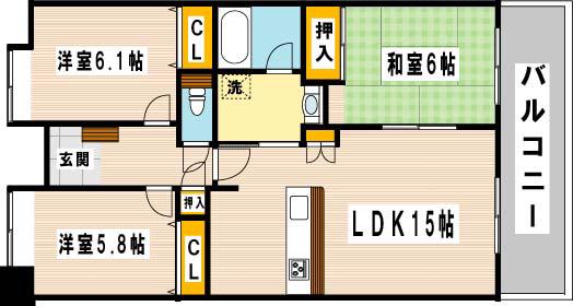 ライフプラザ沢見壱番館(3LDK/8階)の間取り写真