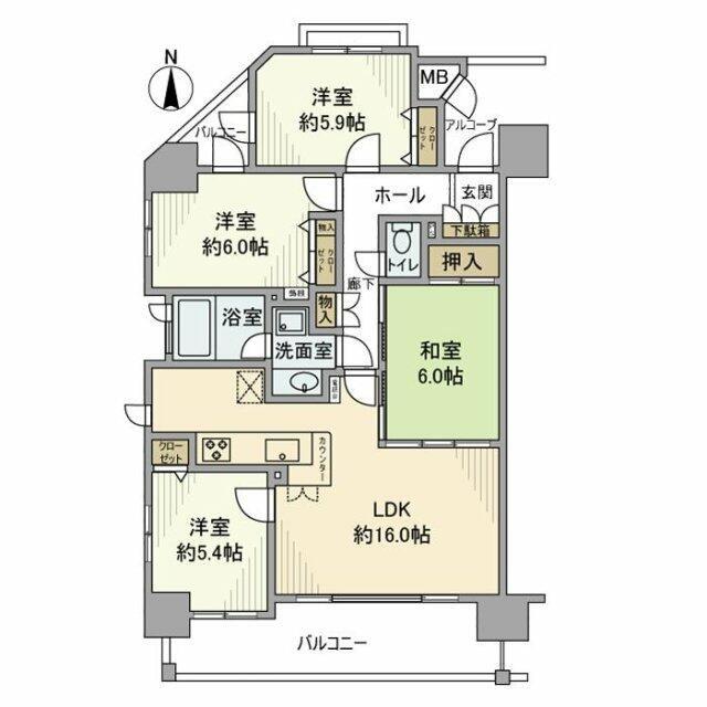 ポレスター本厚木(4LDK/3階)の間取り写真