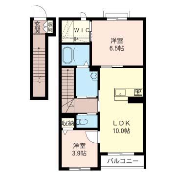 シャーメゾンKAI(2LDK/2階)の間取り写真