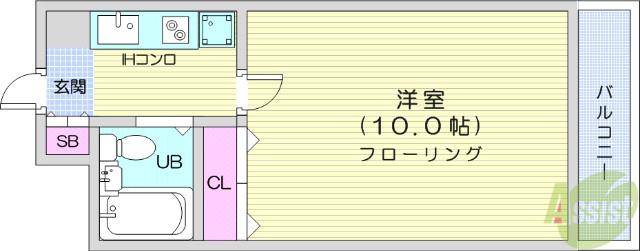 エグゼクティブ上杉(1K/7階)の間取り写真