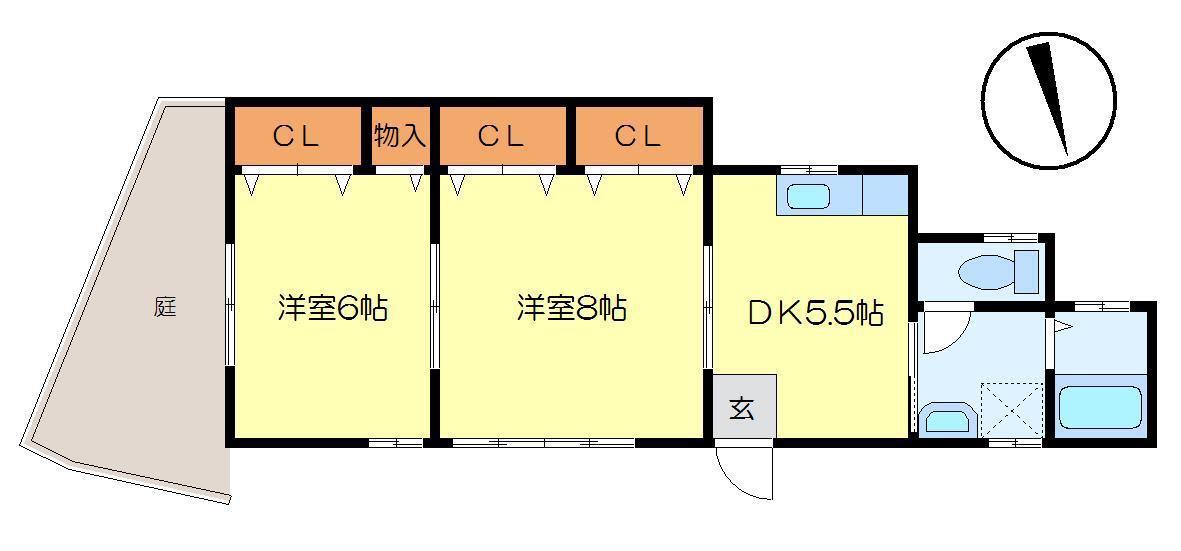 YMコーポ(2DK/1階)の間取り写真
