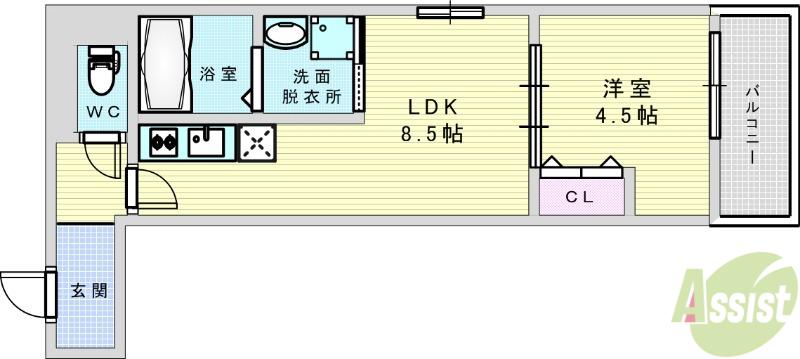 リオヴェール彩都(1LDK/3階)の間取り写真