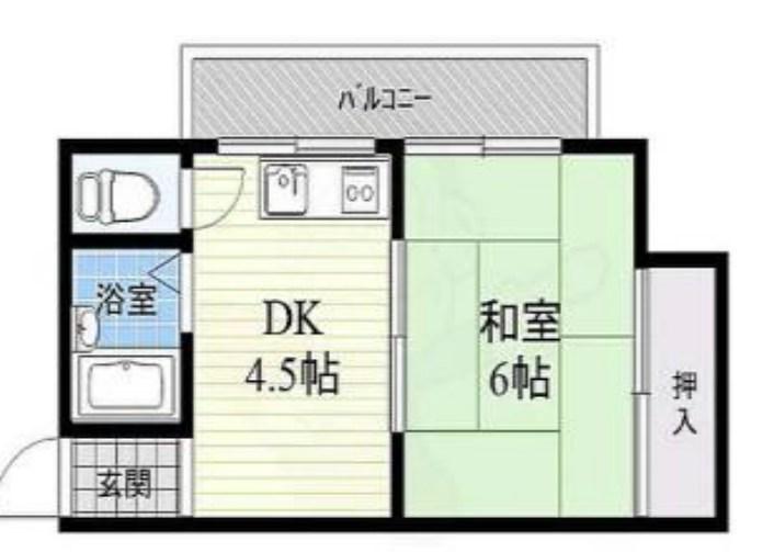 コーポ前海(1DK/2階)の間取り写真