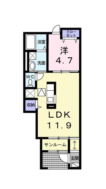 カーサ.ストーリア.N(1LDK/1階)の間取り写真