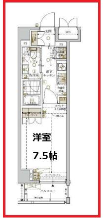 ザ・グランデレガーロ東日暮里(1K/2階)の間取り写真