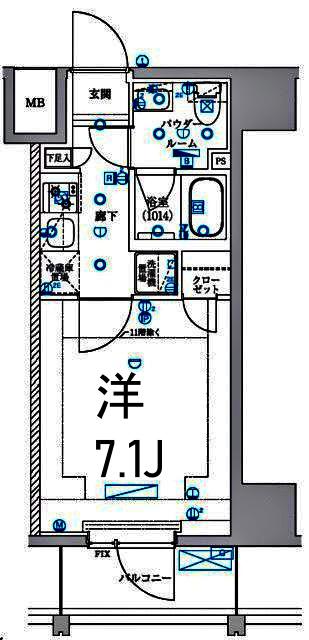 LEXE 横濱関内(1K/4階)の間取り写真