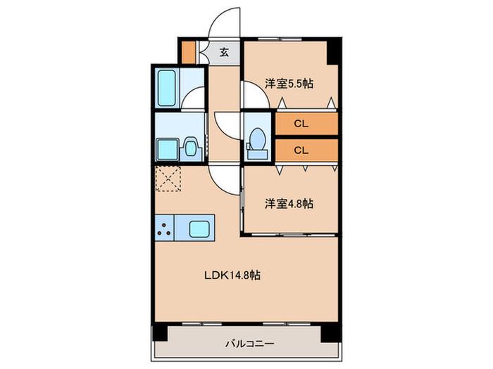 SQUARE箱崎東(2LDK/6階)の間取り写真