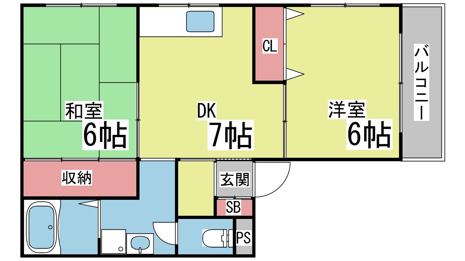 プチコーポ原田(2DK/2階)の間取り写真