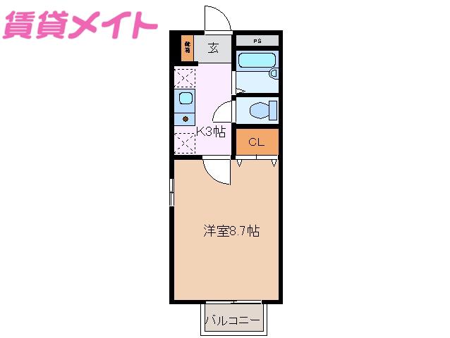 FOBOSII(1K/2階)の間取り写真