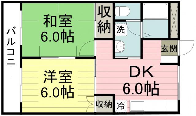 グレース新宿(2DK/2階)の間取り写真