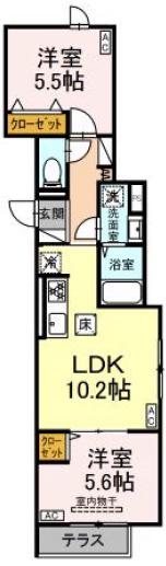 セレスティア荒川II(2LDK/1階)の間取り写真