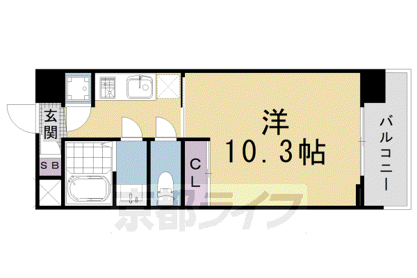 エスリード西大路駅前(1K/9階)の間取り写真