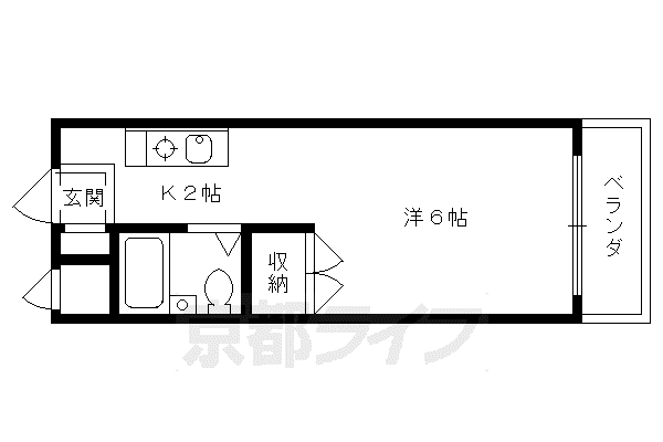 ヴィラ御前(1K/3階)の間取り写真