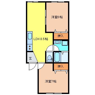 スライブ新宿(2DK/2階)の間取り写真