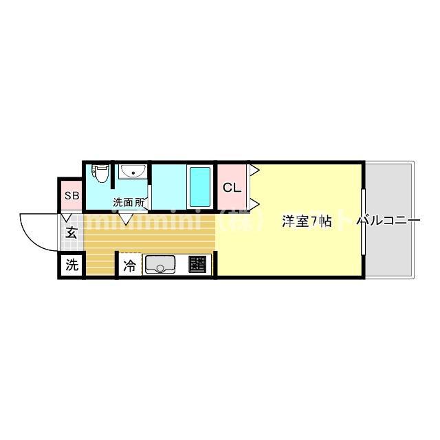 パラッツォ四天王寺(1K/6階)の間取り写真