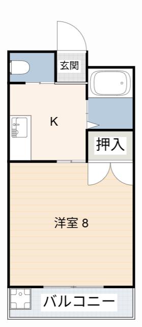 マンション渡辺(1K/1階)の間取り写真