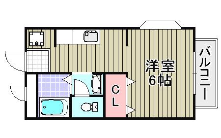 キャッスルⅡ(1K/1階)の間取り写真