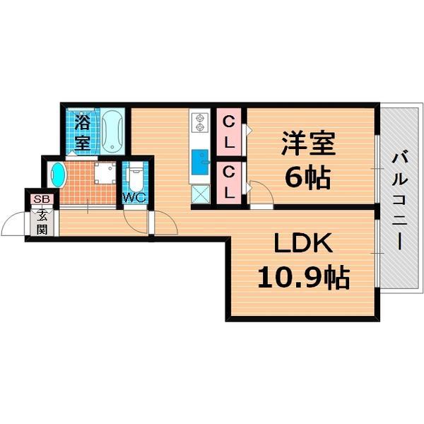 メゾンドファミーユ鶴見緑地公園I(1LDK/1階)の間取り写真
