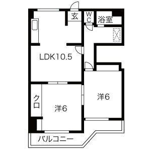 馬引コーポラスA棟(2LDK/1階)の間取り写真