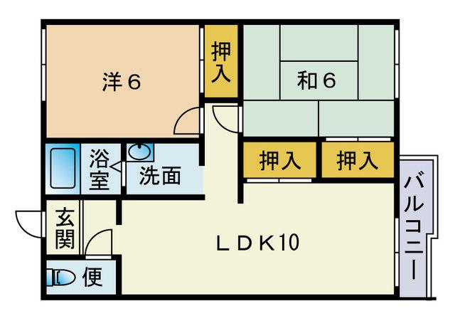 レイクサイドハイツ(2LDK/2階)の間取り写真