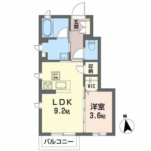 セレナヴィラ小松島B(1LDK/1階)の間取り写真