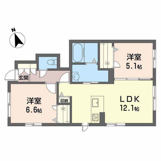エクラシア阿品駅前(2LDK/1階)の間取り写真