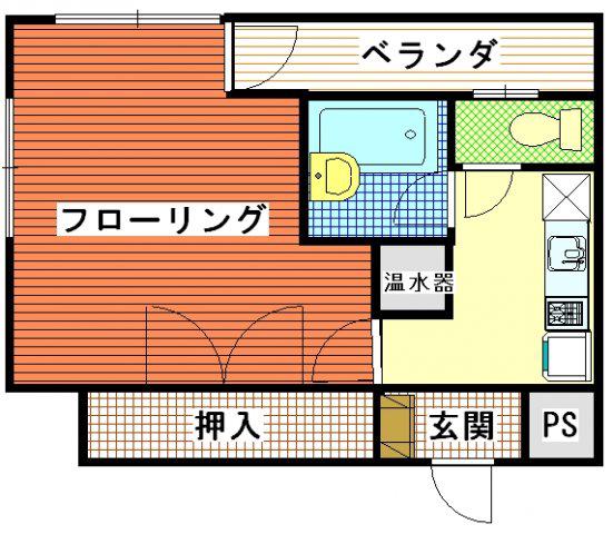 メゾンドファミール岡村(1K/1階)の間取り写真