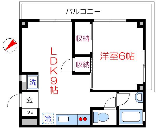 小高ビル(1LDK/4階)の間取り写真