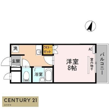 マンション 杏明館(1K/2階)の間取り写真