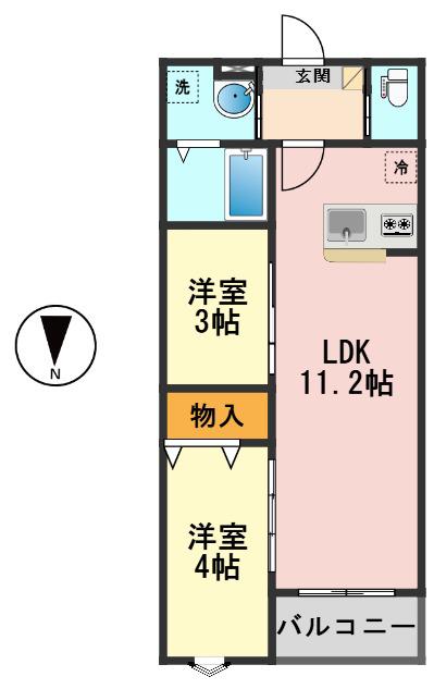 ROBOTHOME京成小岩II(2LDK/2階)の間取り写真