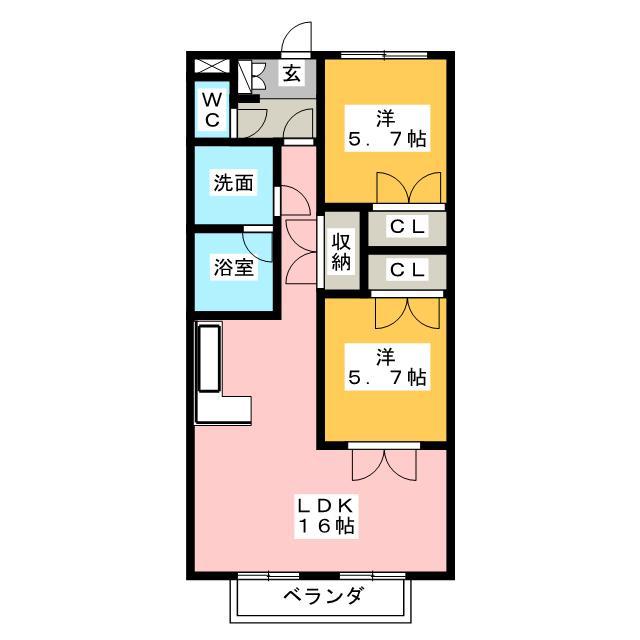 ボーダレス21(2LDK/2階)の間取り写真