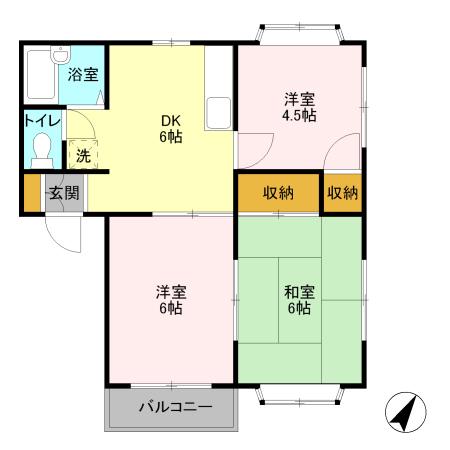 プリムローズ A(3DK/2階)の間取り写真
