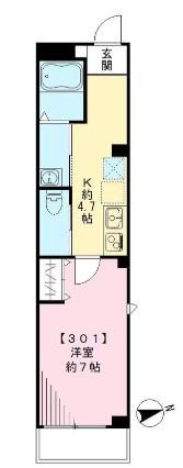 RELAZIONE リラッツィオーネ(1K/3階)の間取り写真