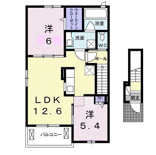 オーブ・ウエストC(2LDK/2階)の間取り写真