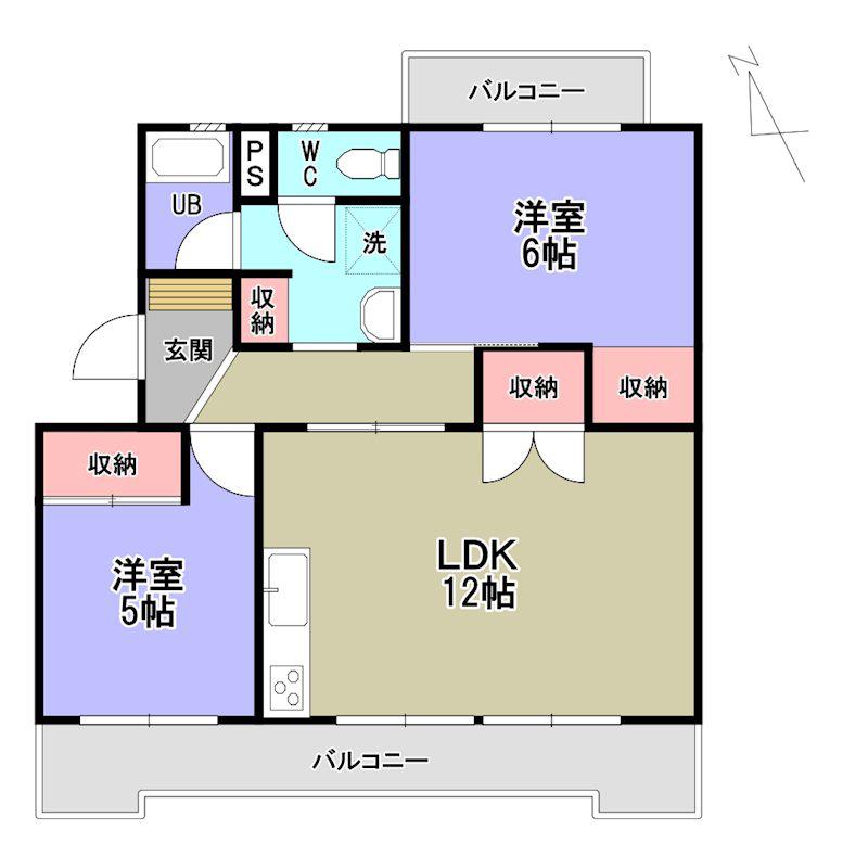第2松本マンション(2LDK/2階)の間取り写真