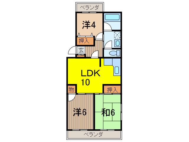 富士見ハイツ(3LDK/3階)の間取り写真