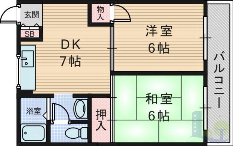 第2淀川ビル(2DK/3階)の間取り写真