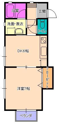シュガーハウス鴨島(1DK/1階)の間取り写真