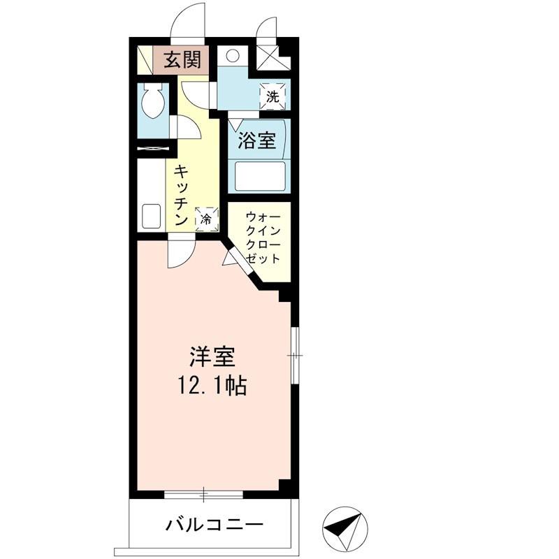 レンブラント戸田公園(1K/2階)の間取り写真