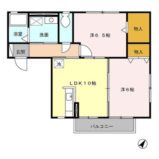 カーサベルデA棟(2LDK/1階)の間取り写真
