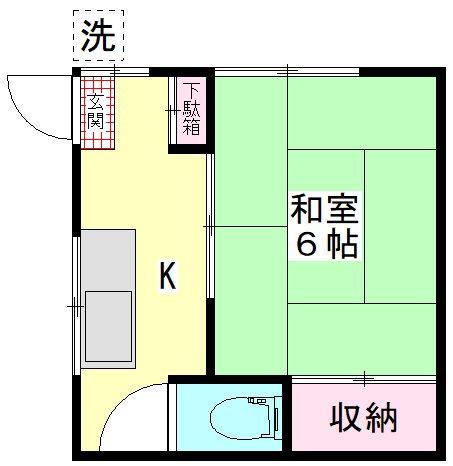 木下荘(1K/2階)の間取り写真