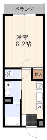 MINING3番館(1K/2階)の間取り写真