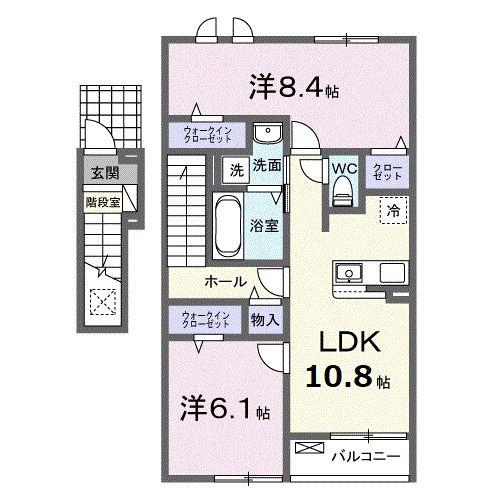 グランベッセルI(2LDK/2階)の間取り写真